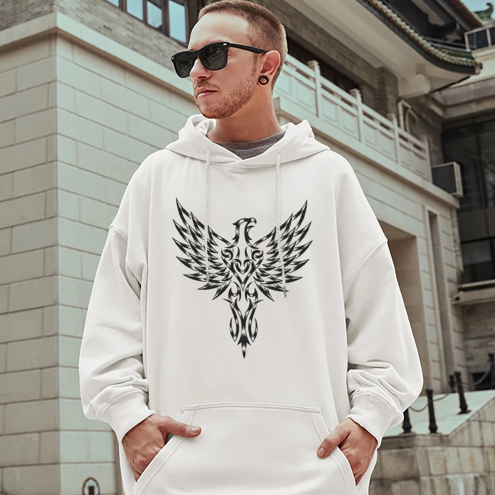 

An Eagle With Outstretched Wings Mens Pullover High Street Vintage Clothing Fashion Creativity Hoodies Man Cotton Long Sleeves