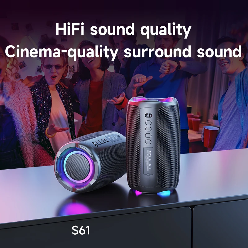 S61 Bluetooth Speaker,with IPX6 Waterproof Protection and Outdoor Bass Sound for Backyard and Beach Party,10W Loudspeaker HOT
