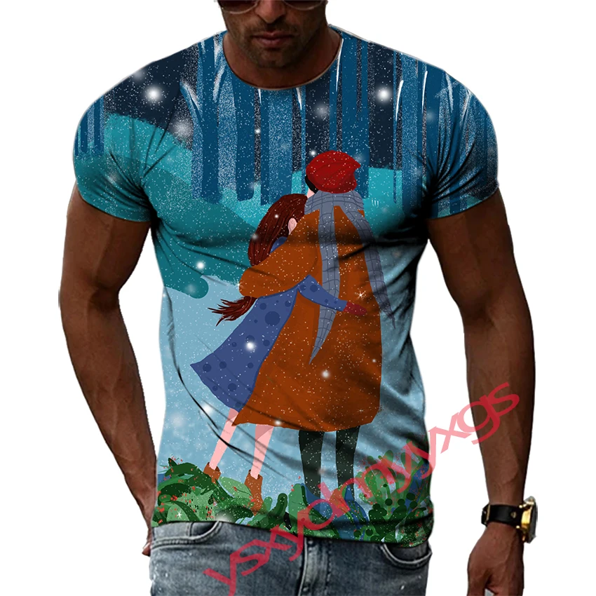 

New Tide Summer Fashion Fairy Tale Picture Casual Print Tees Hip Hop Personality Round Neck Short Sleev Tops