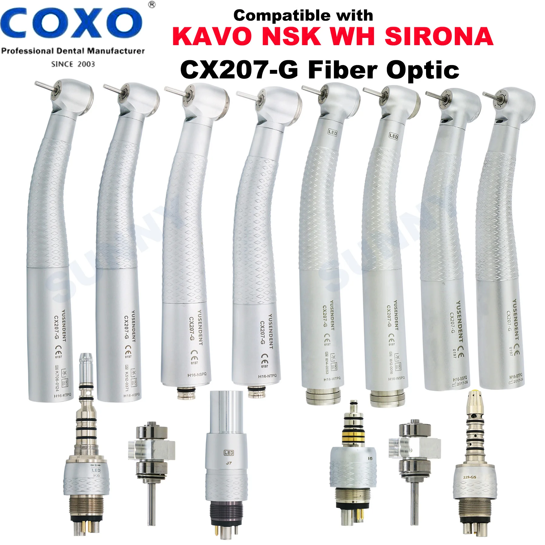 

COXO Dental Turbine Fiber Optic High Speed Handpiece Air Rotor Standard/Torque Big Head LED Coupler 6 Pin Fit KAVO NSK SIRONA WH