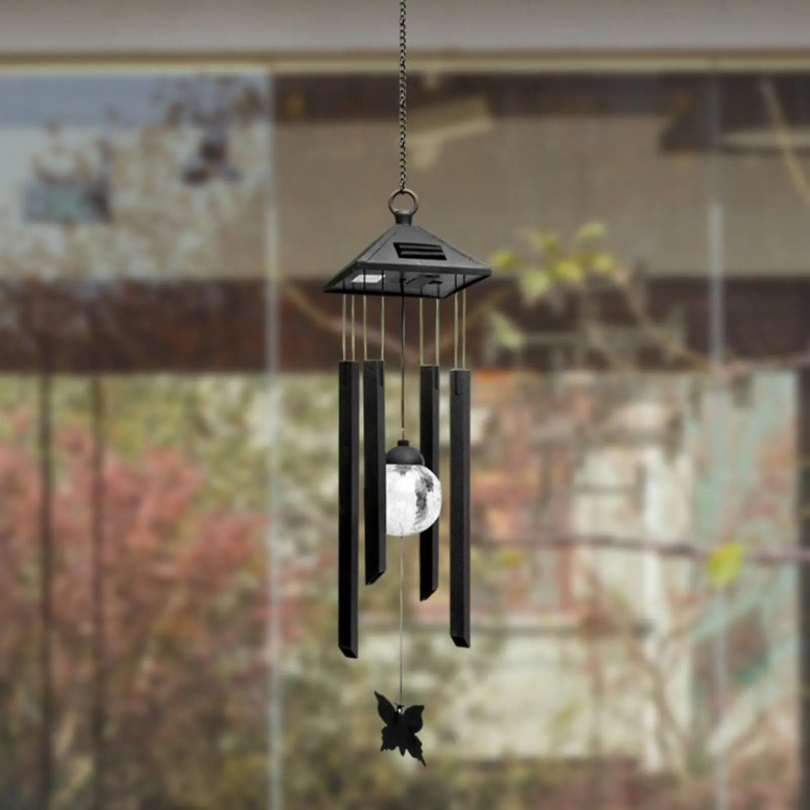 Solar Powered Light with Wind Chime for Gardening Gift Versatile Height 75cm
