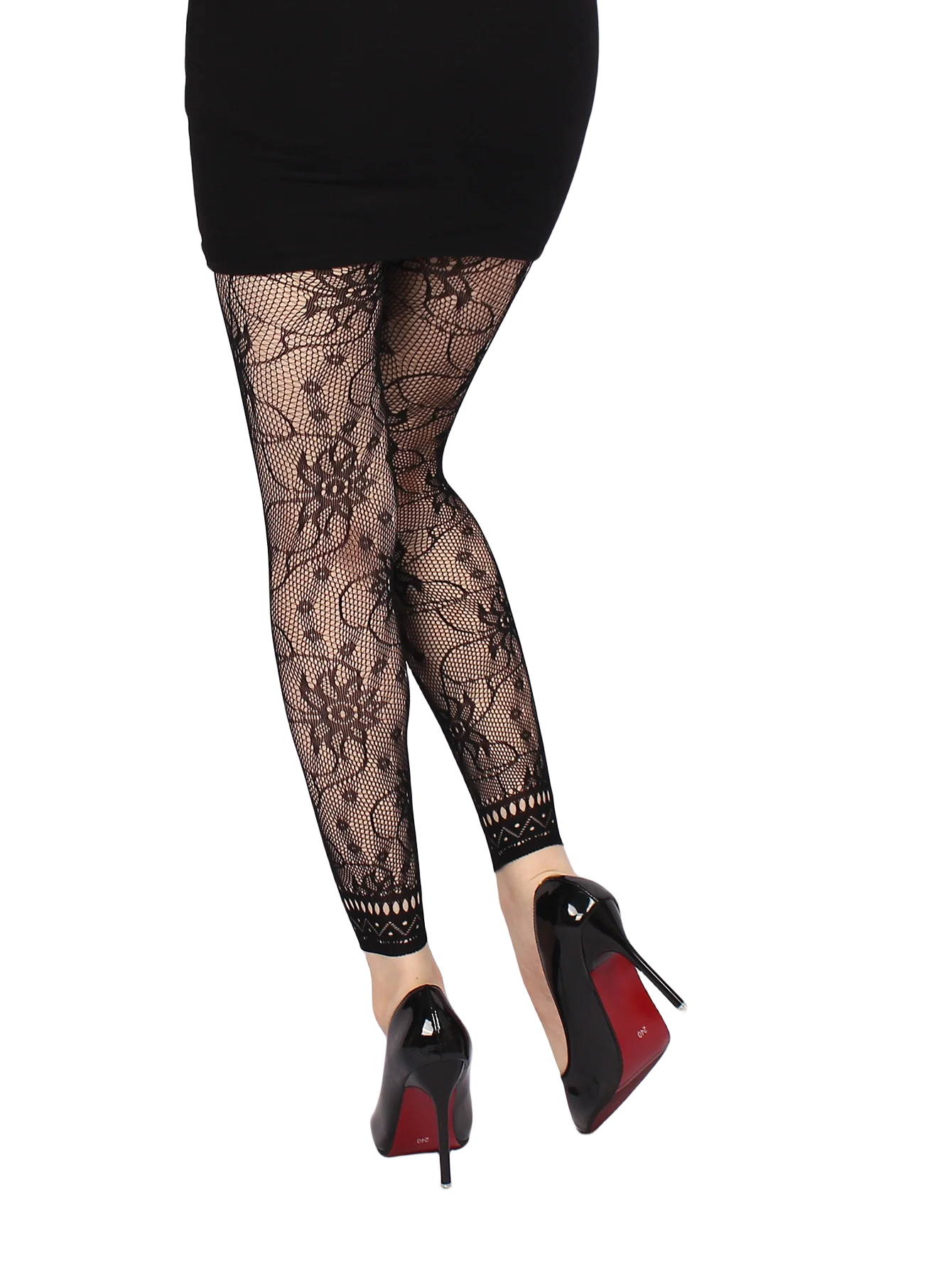 Damen-Strumpfhose, schwarz, sexy, gemustert, hohe Taille, Netzstrumpfhose, Mädchen-Leggings, florale Dessous-Strümpfe für 40–75 kg, 150–170 cm – Detail 5