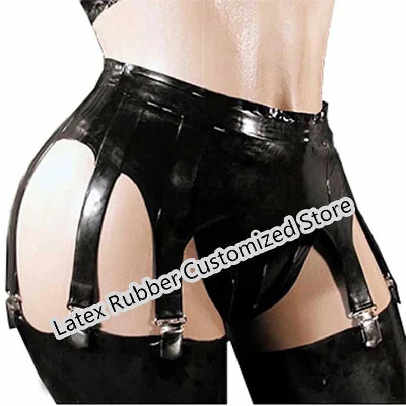 

Sexy Latex Rubber Black Mini Skirts Garters Stockings Belts without underwear