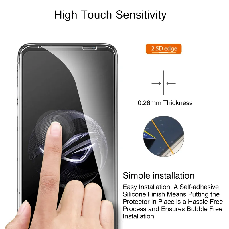 Asus ROG Phone 7 용 3Pcs 강화 유리 Asus ROG Phone 7 용 Rog7 화면 보호기 Ultimate Protective Glass Film 10H Clear