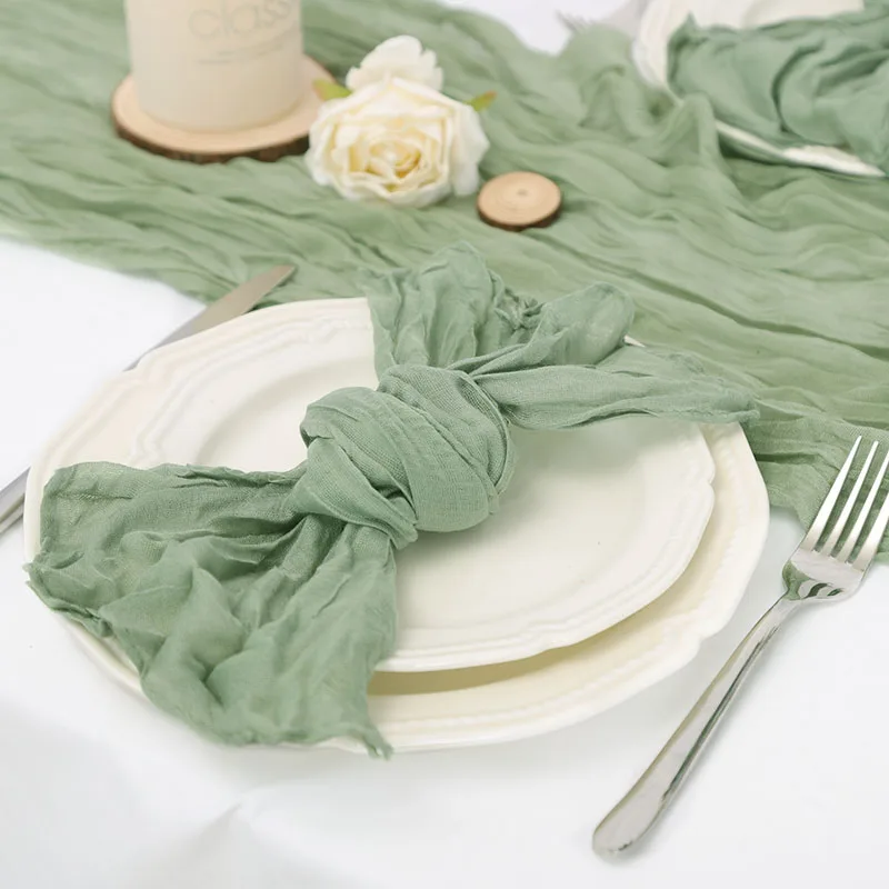 24 PCS Gauze Table Napkins 20x20 Inch Soft Cheesecloth Wrinkled Dinner Napkins for Weddings Party Reception Anniversary
