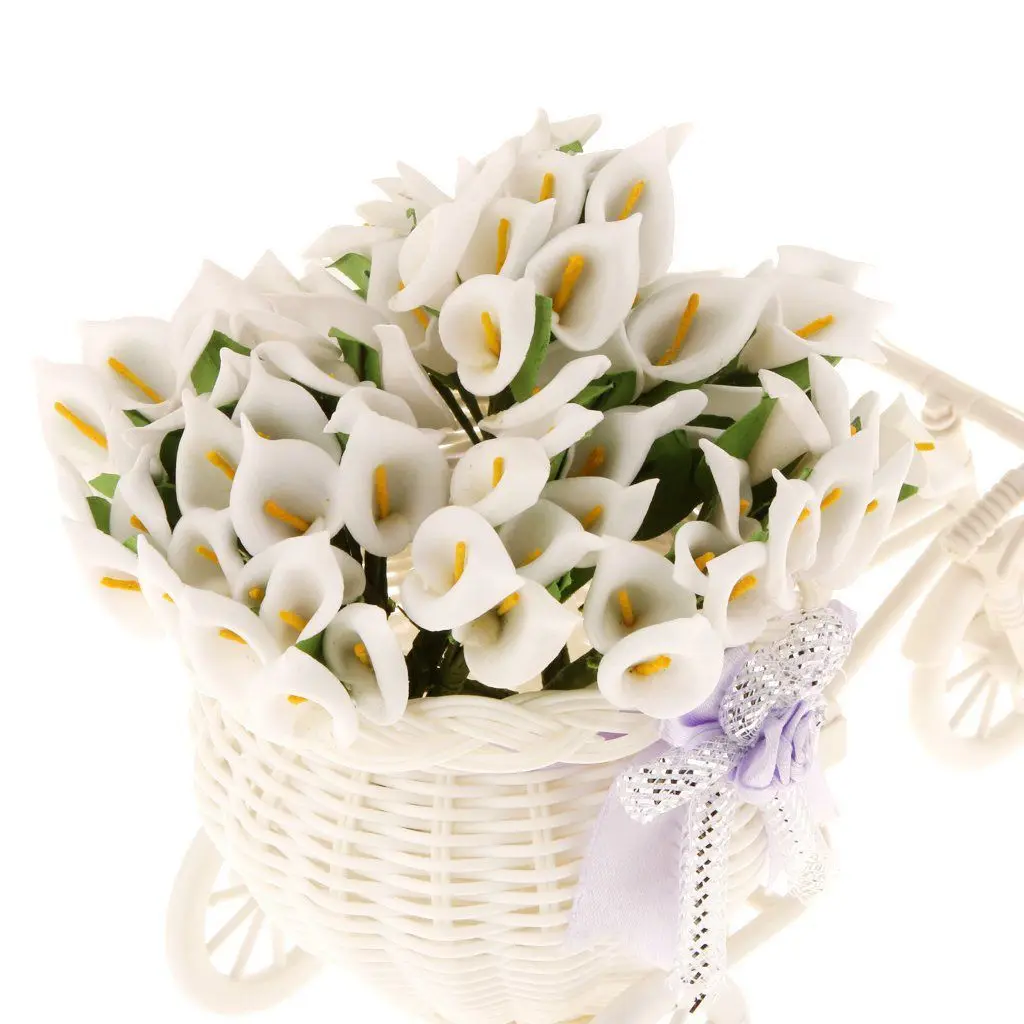 12Pcs Mini Calla Artificial Flower Bouquet Wedding Decoration DIY Wreath Gift White images - 6