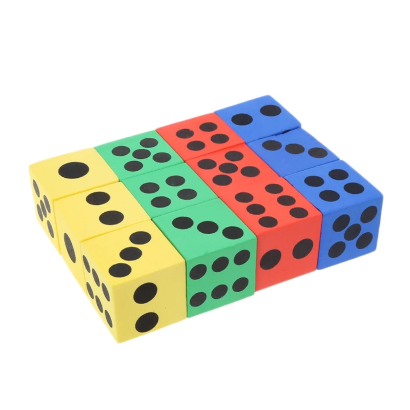 

12 Pcs Large Assorted Colorful Foam Cubes with Number Dots, Use for Kids