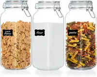 78oz Glass Food Storage Jars with Airtight Clamp Lids, 3 Pack Large Kitchen Canisters for Flour, Cereal, Coffee, Pasta and Canni 1