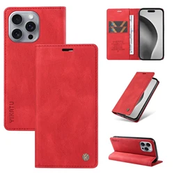 Elegant Magnetic Wallet Leather Flip Case with Card Slot - iPhone 6 7 8 SE2 SE3 (Red)