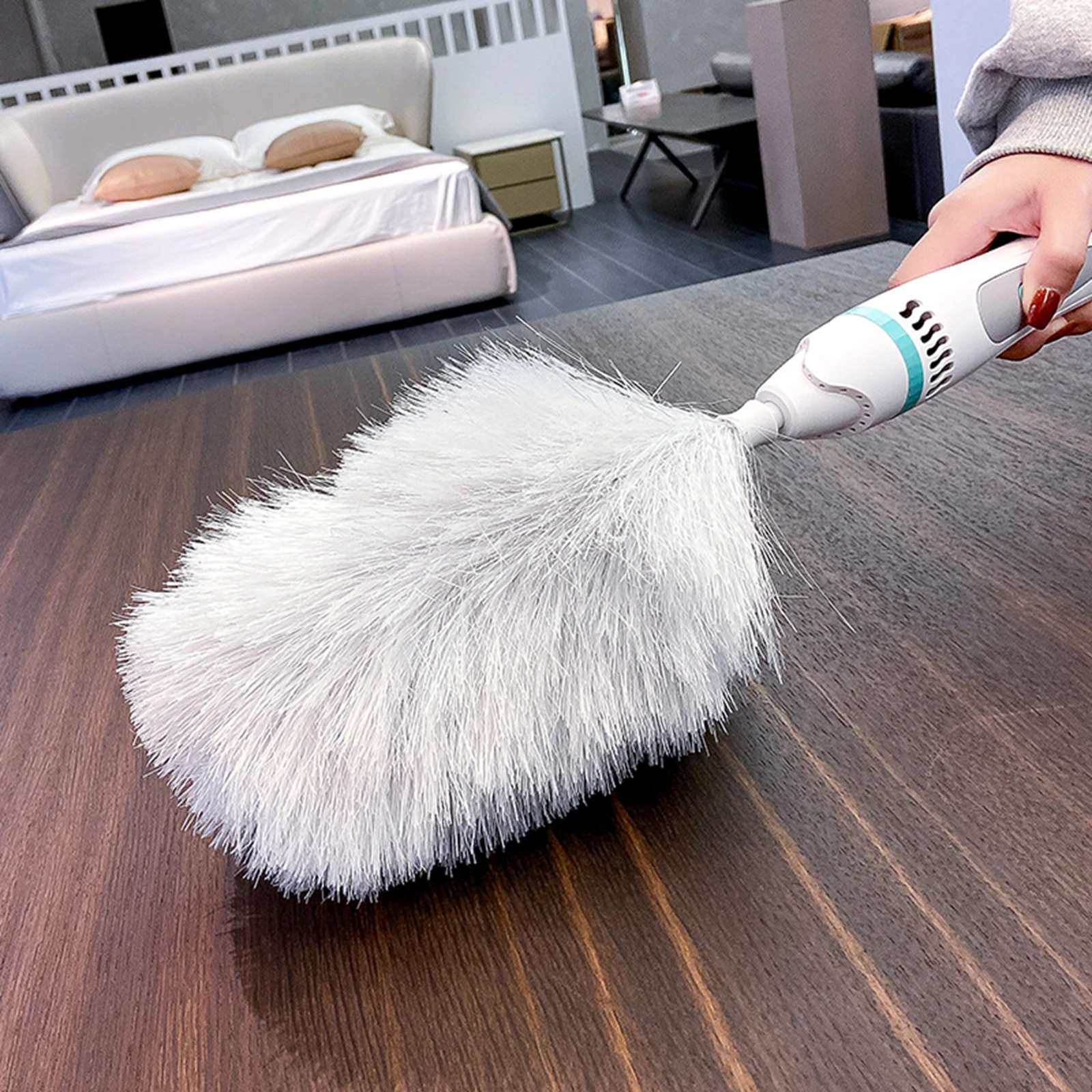 Electric Feather Duster Extendable Rotary Scrubber Cleaning for Desktop Home Furniture Electric Feather Duster Brush Clean Tool cleaning duster telescopic duster brush feather duster telescopic dust brush telescopic dust remover