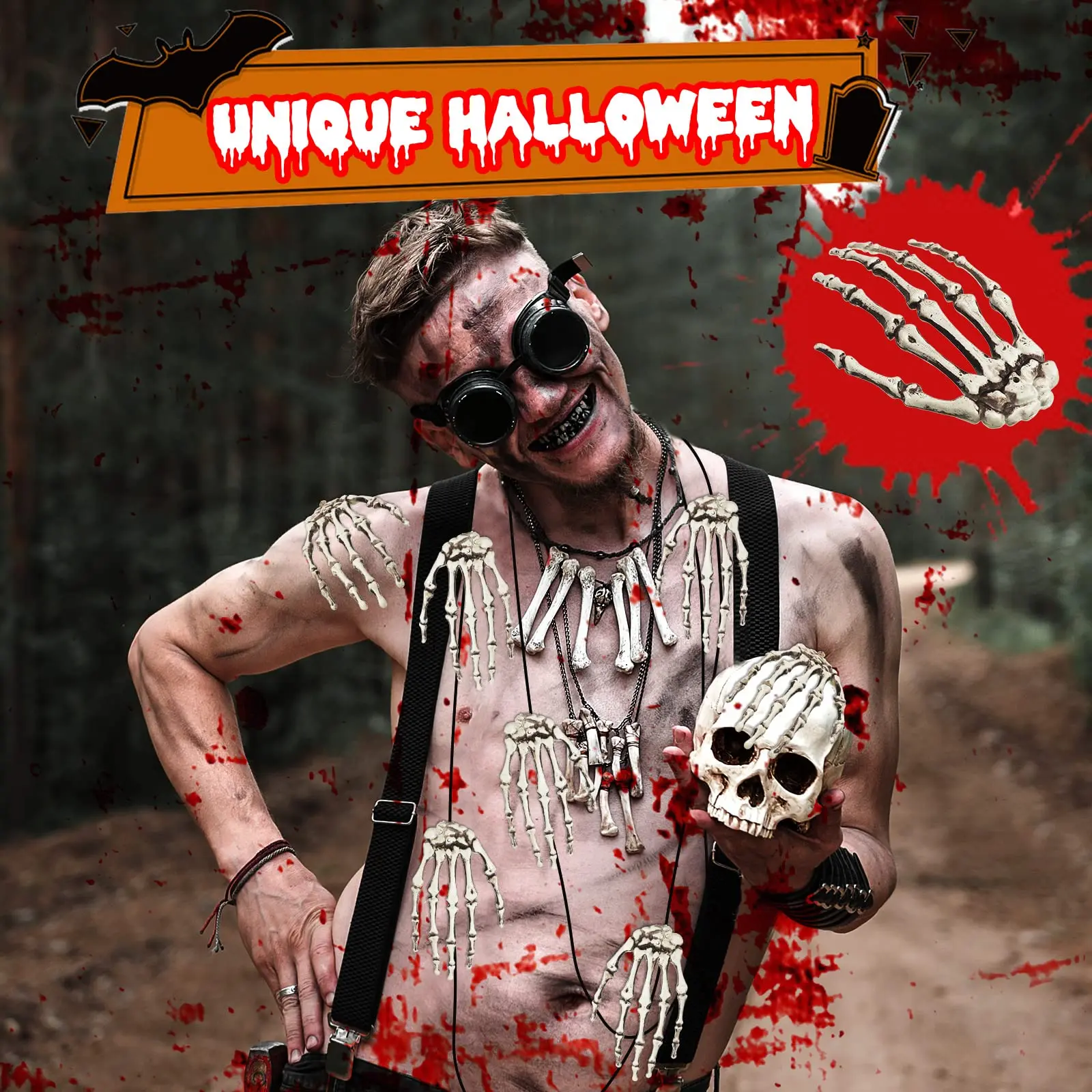 10–30 Stück Halloween-Skeletthände, realistische Kunststoff-Skeletthände für Halloween-Party-Dekoration, Terror-Thema, gruselige Requisiten – Detail 2