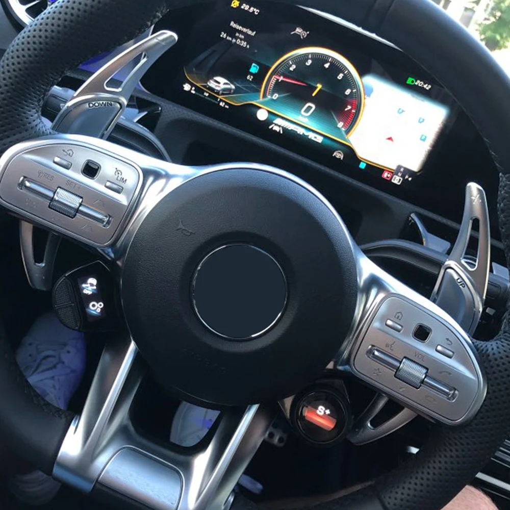 메르세데스 벤츠 AMG W176 A45 CLA45 C63 2015-2019 알루미늄 자동차 스티어링 휠 시프트 패들 DSG 시프터 익스텐션 2pcs