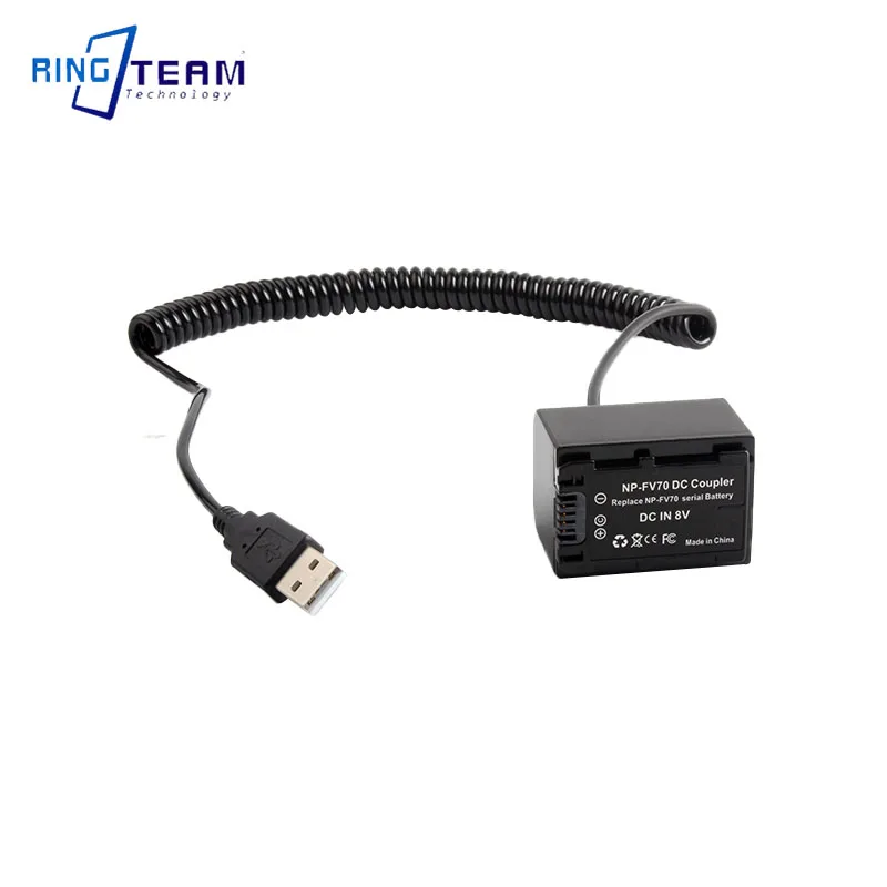 Coiled Cable USB to NP-F NP-FV70 NP-FV90 FV100 FV30 FV40 FV50 Dummy Battery For Sony DVD SR HC Serial Cameras & Light & Monitor