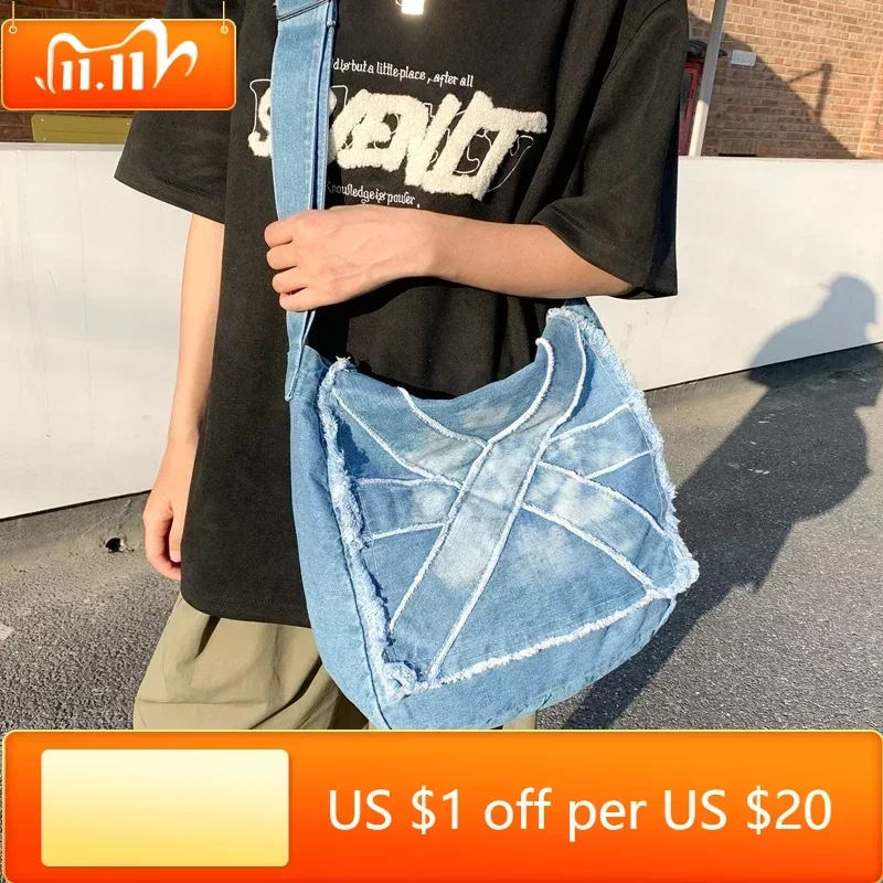 

Trendy Cool Female Crossbody Bags For Women Summer New Denim Fashion Shoulder Bag Large Capacity School Messenger Travel Bag