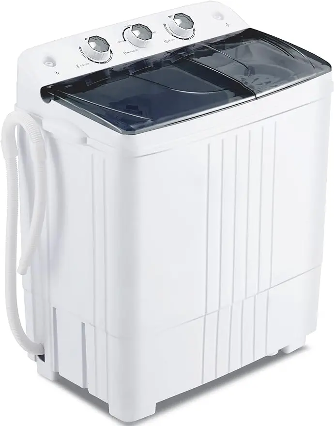 цена Portable Washing machine 20Lbs Capacity Mini Washer and Dryer Combo Compact Twin Tub Laundry Washer(12Lbs) & Spinner(8Lbs) Built