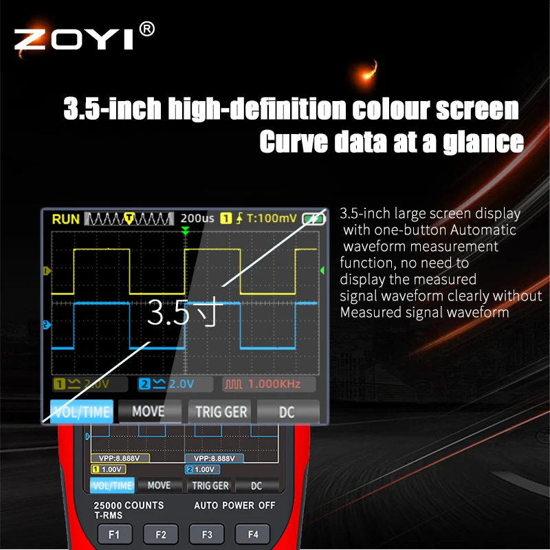 ZOYI ZT703S 3in1 Digital Multimeter 50MHz Bandwidth 280MS Rate PC Waveform Data Storage Dual Oscilloscope Signal Generator 3