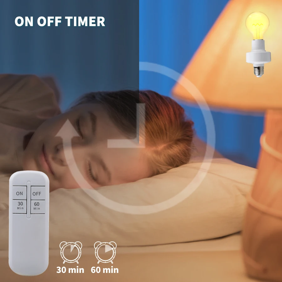무선 리모컨 램프 거치대 E27 소켓 램프 베이스, 천장 샹들리에 LED 전구 펜던트 램프, 스마트 타이머 스위치 포함