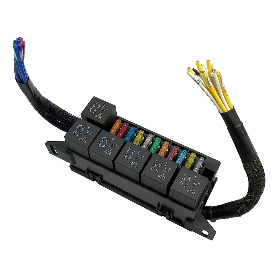 NASA4ピン リレーボックス ヒューズブロック12V,11ウェイ防水,4ピン,ヒューズブロック,6