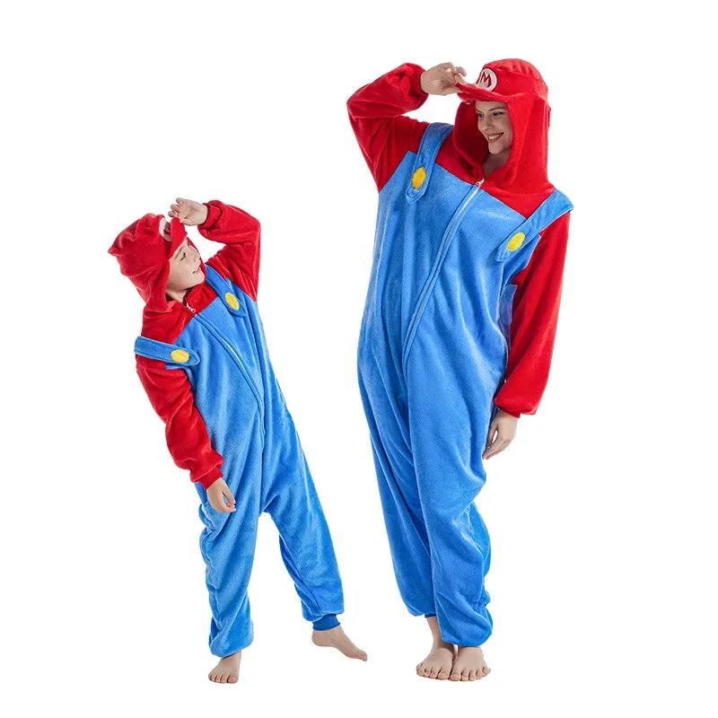Anime Game Luigi Super Mario Cosplay Costume Kigurumi Adult Unisex Pajamas Flannel Jumpsuit Sleepwear Onesies cosplay costumes kigurumi pajamas
