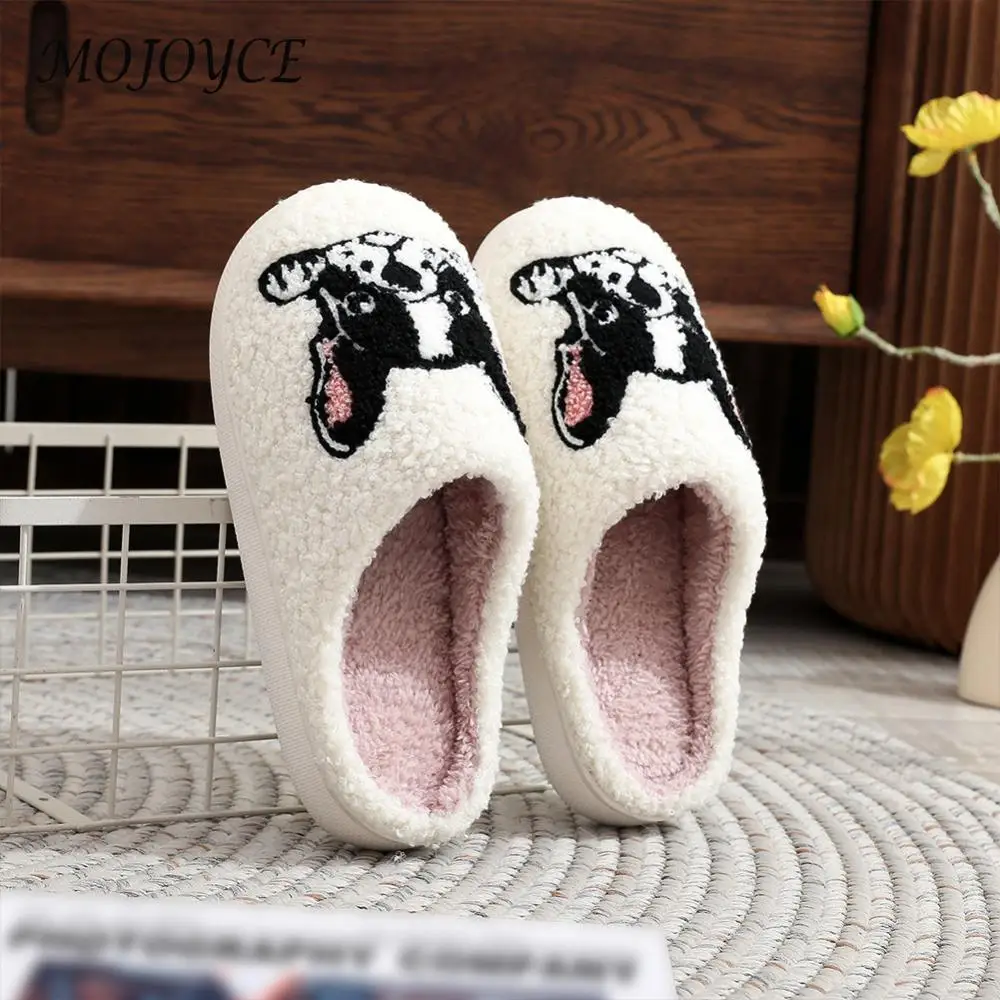 Plush Bulldog Slippers Kawaii Furry Slippers Non-Slip Soft Cloud Slippers Comfortable Fluffy Dog Slippers for Bedroom Indoor 3