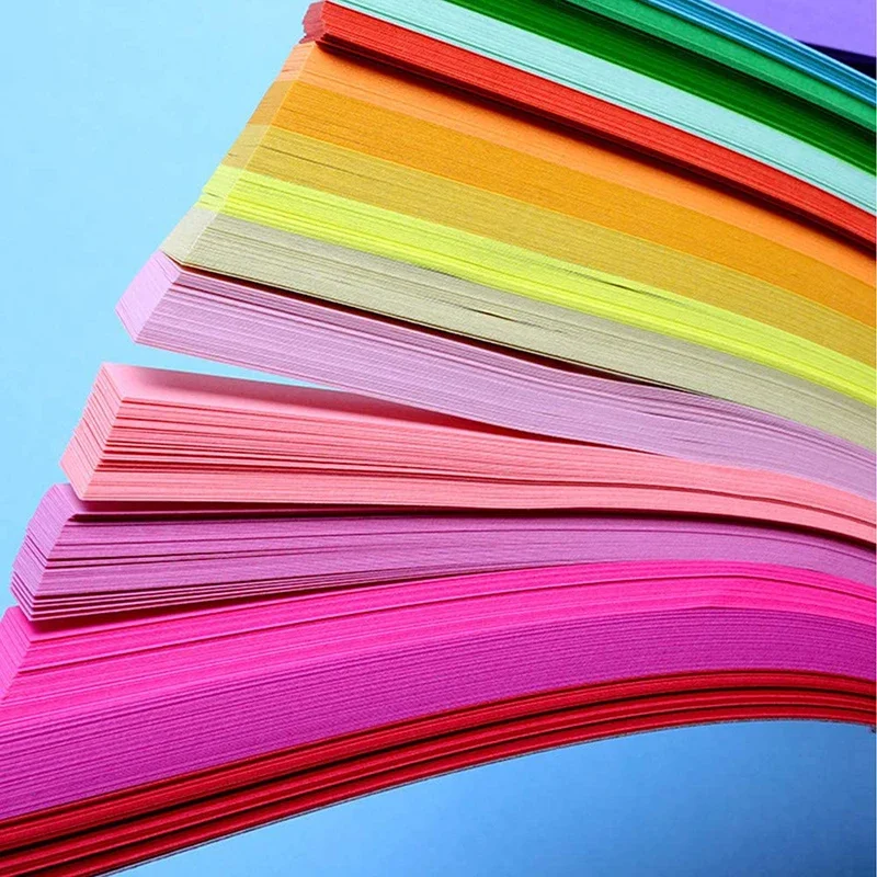 Vibrant Origami Star Paper Strips - 540 Sheets in 27 Colors