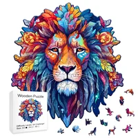 Wooden Puzzle Model Assembly Three Dimensional Irregular Shaped Animal Lion Pattern Wooden Puzzle Decompression Puzzles 1