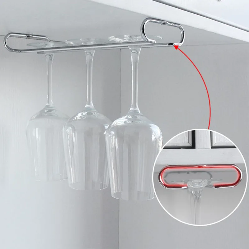 Stainless Red Wine Glass Holder Inverted Hanging Storage Rack Goblets Hanger Rack Decoration Hanging Wine Cabinet 6