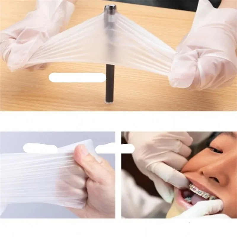 100 Pieces Of Transparent Vinyl TPE Gloves Latex-free Gloves For Laboratory Work TPE Gloves XL Suitable For Palm Width 100-115mm 6