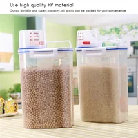 1 PCS Rice Storage Bin 2KG Portable Food Grain Storage Box Rice Storage Box Dispenser Sealed Tank with Measuring Cup 2