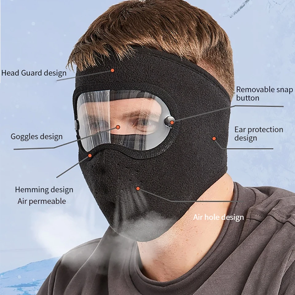 Winter accessories GETINFIT winter extended fleece warm mask fleece riding windproof high definition goggles hanging ear anti fog and dust mask