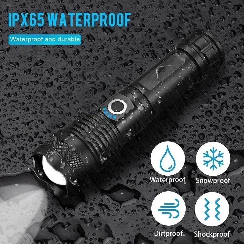 슈퍼 XHP120 강력한 Led 손전등 고전력 토치 라이트 충전식 전술 손전등 내장 18650 배터리 캠핑 램프