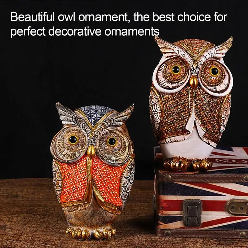 

Owl Sculpture Resin Animal Figurines Home Decor Beautifully Hand Carved Detailed Lovely Owl Statue Ornament animal Shelf crafts