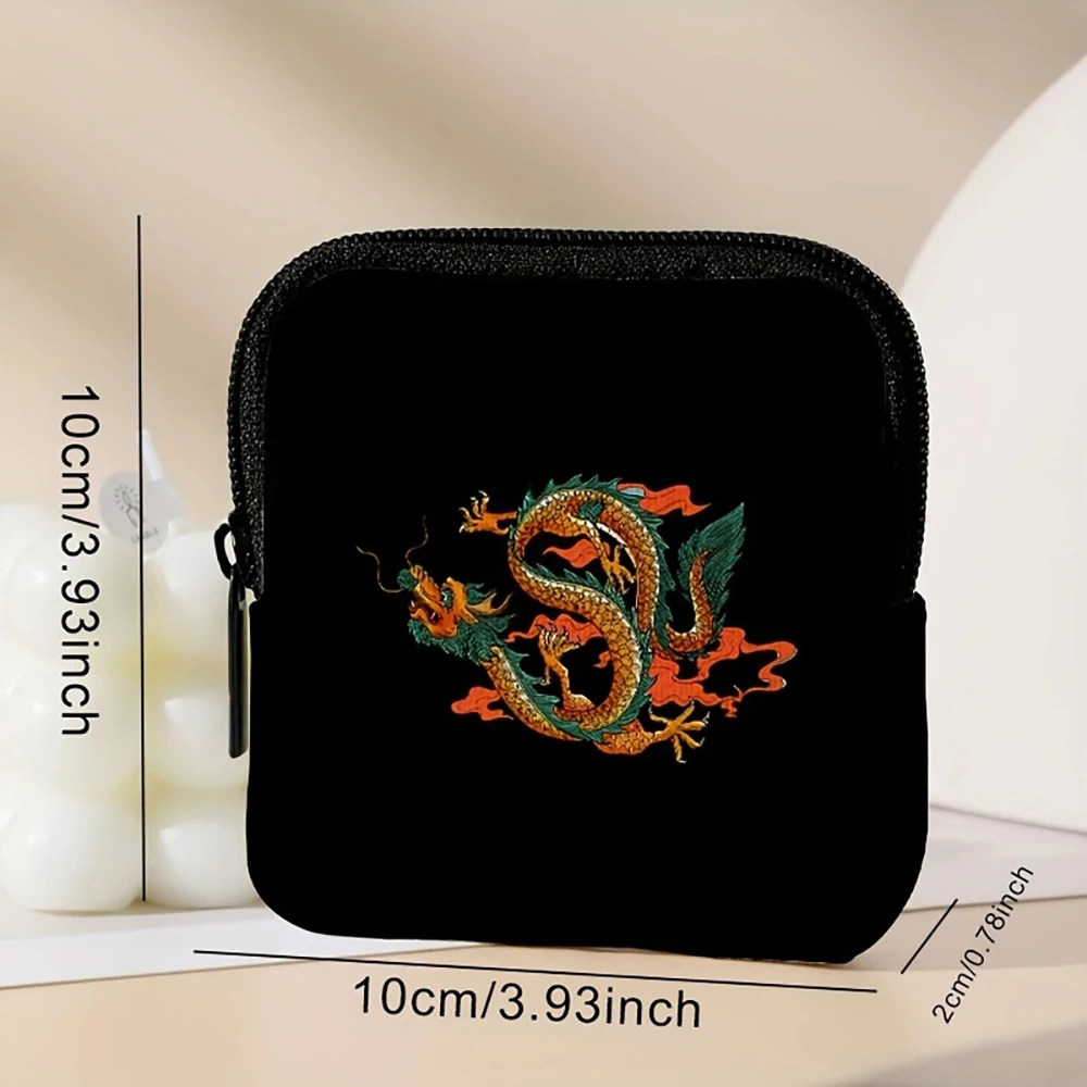 1pc，Ideal choice for large capacity coin wallets with dragon patterns, digital printed coin wallets, storage bags, and gifts