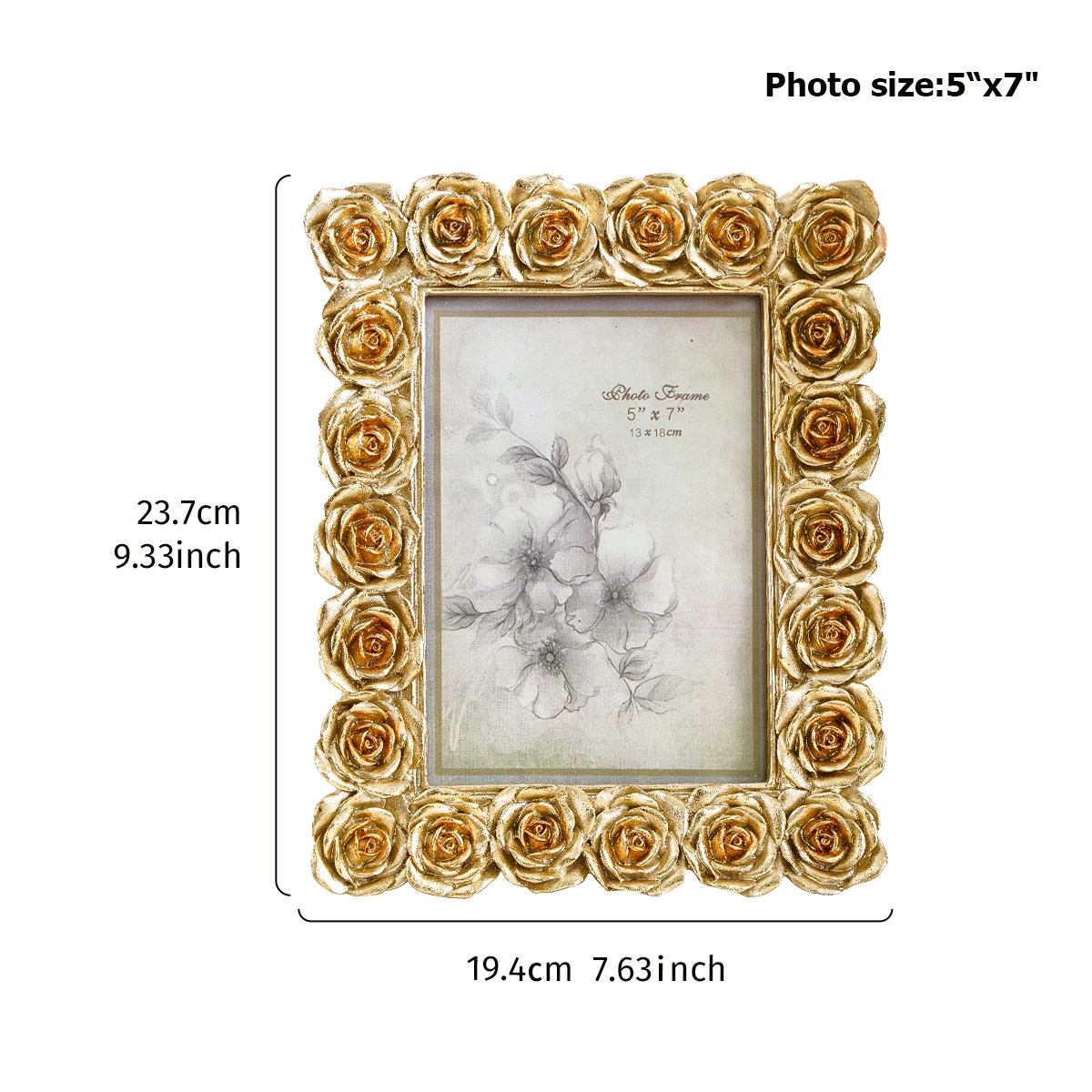 1PC, European retro golden lace decorative photo frame, suitable for both horizontal and vertical use, with a random inner paper