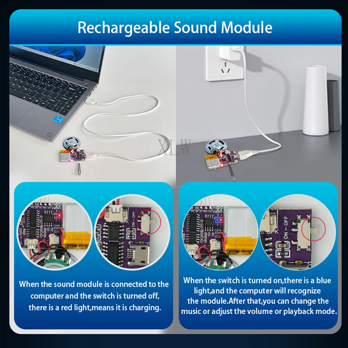MP3 Music Sound Module 4MB/16MB USB Download Voice Chips Light Sensor Control Playback For Christmas Birthday Card Toys Gifts sound recordable module