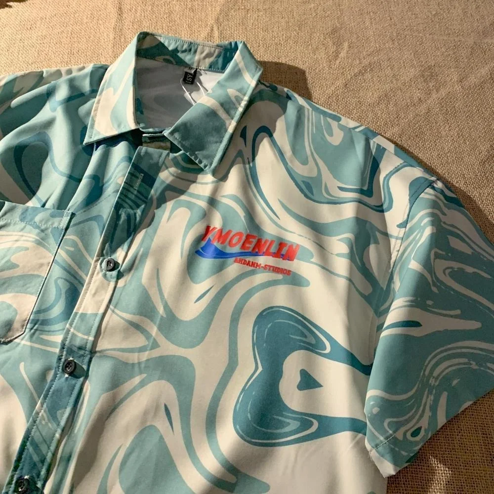 

Vintage Brand Hip Hop Tie Dye Button Up Shirt for Men Cool Paisley Graphic Blouses Short Sleeve Women Tops Summer Hawaii Beach