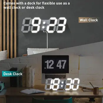 3D LED Digital Wall Clock with Remote Control, Adjustable Brightness for Kitchen Bedroom Office, Great Gift 5