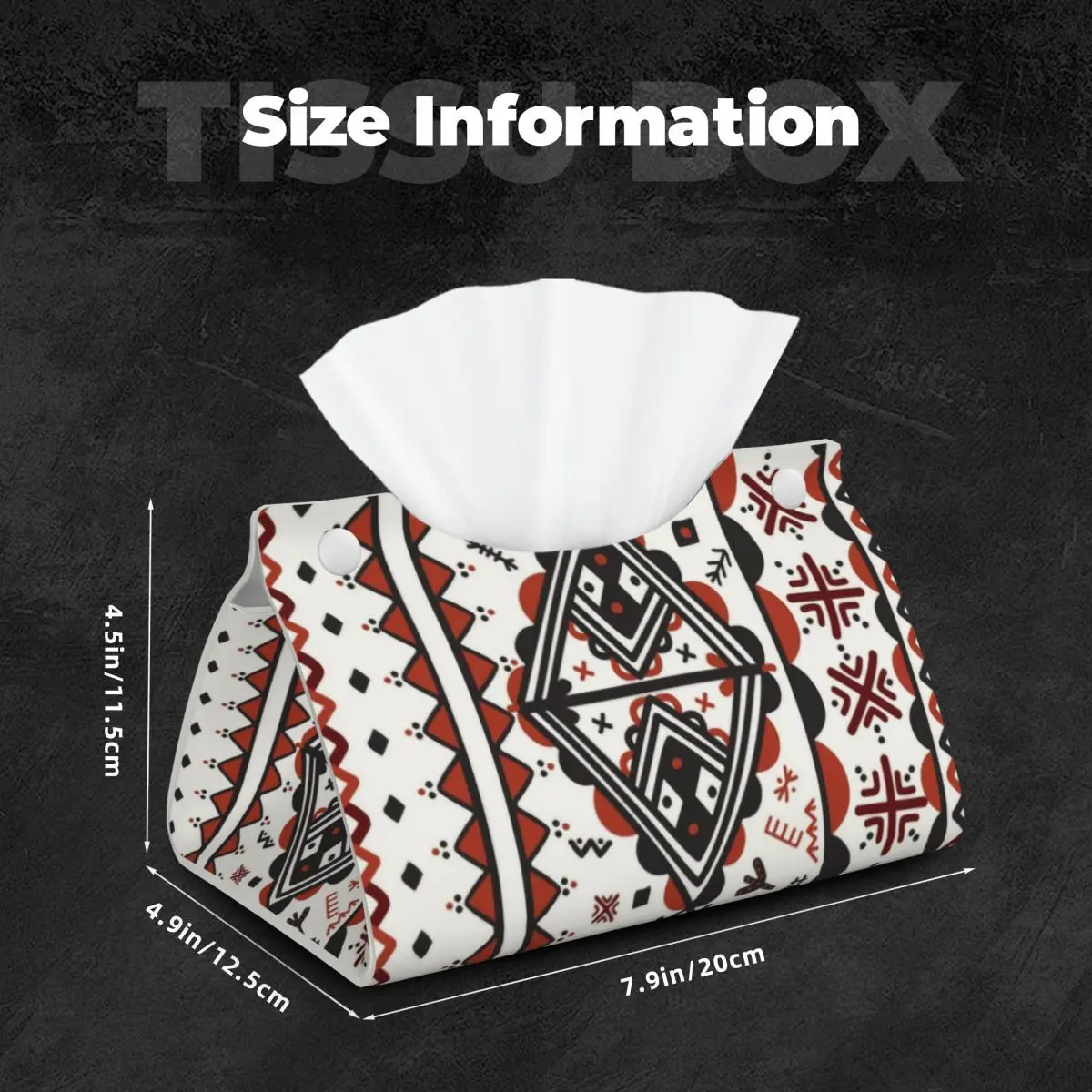 Custom Kabyle Amazigh Pattern Tissue Box Cover Rectangular PU Leather Berber Art Symbol Facial Tissues Holder for Office 5