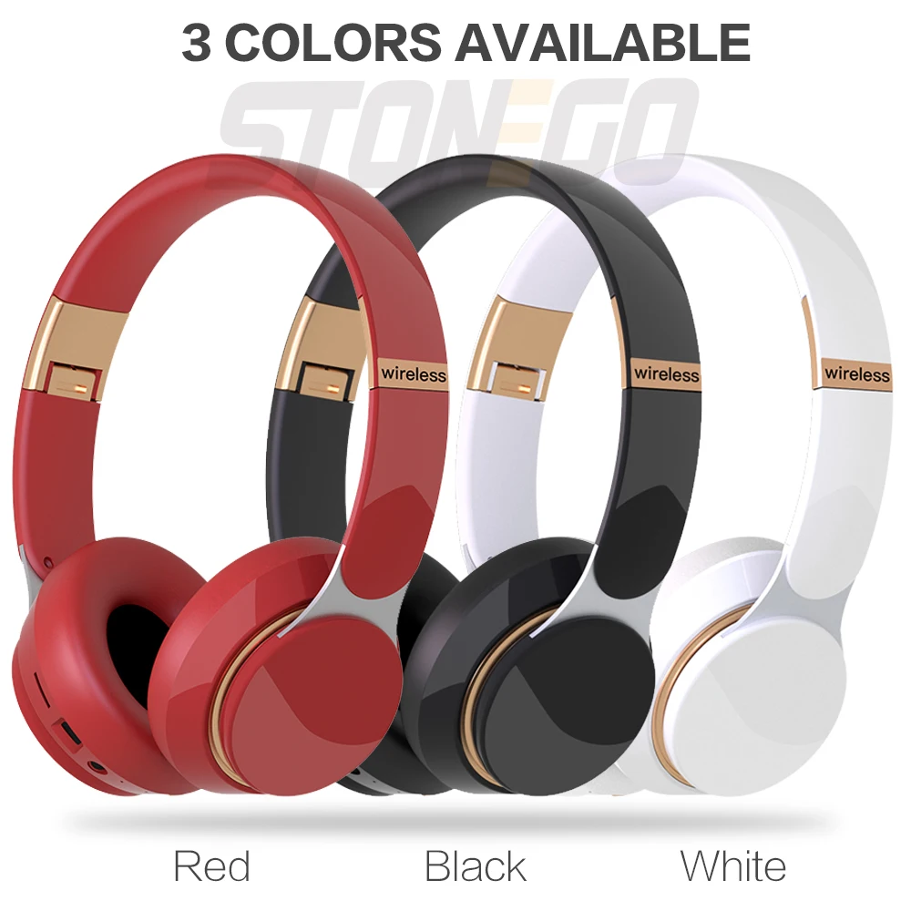 Stonego-fones de Ouvido Estéreo Bluetooth Dobráveis Fone de Ouvido sem Fio Hifi Som de Graves Profundos Microfone hd Orelhas de Couro pu - Image 6