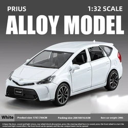 Diecast Metal Toyota Prius Toy Car with Sound & Light - Desktop Decoration & Gift (White)