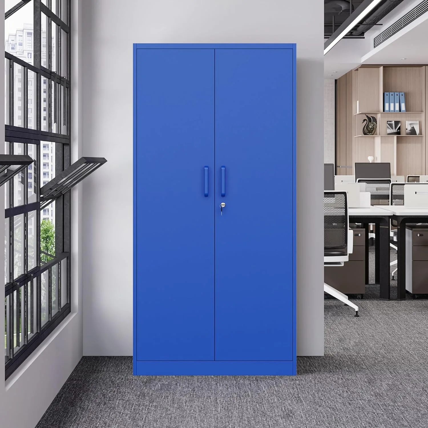 Metal Garage Storage Cabinets with Lock Door and Adjustable Shelves, Steel Tool Cabinets for Home,Warehouse Organisieren (Blue) 2