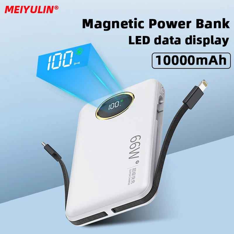 

10000mAh Portable Magnetic Power Bank 20W Wireless Fast Charging External Spare Battery With USB C Cable For IPhone 14 13 Xiaomi