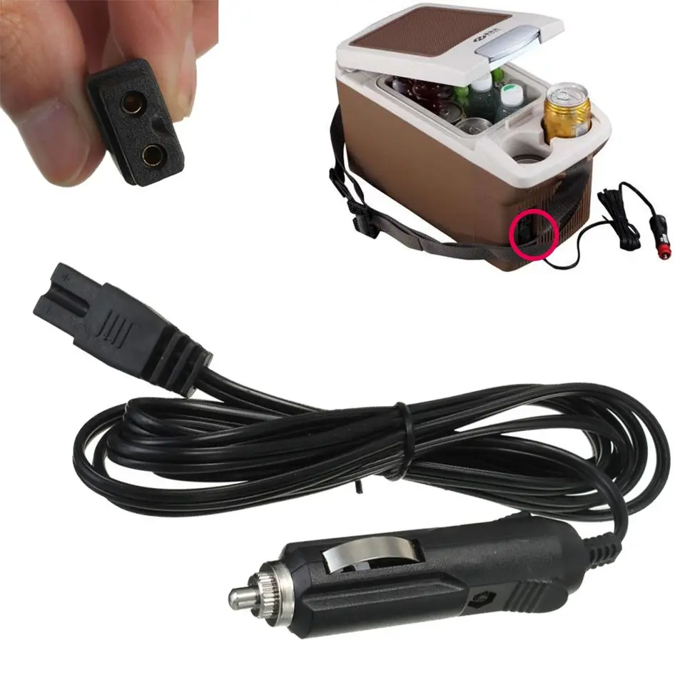 CGEAMDY Cavo Di Alimentazione Per Frigorifero Auto 2m – Spina Accendisigari 2 Pin, Prolunga Universale In Ottone, Nero