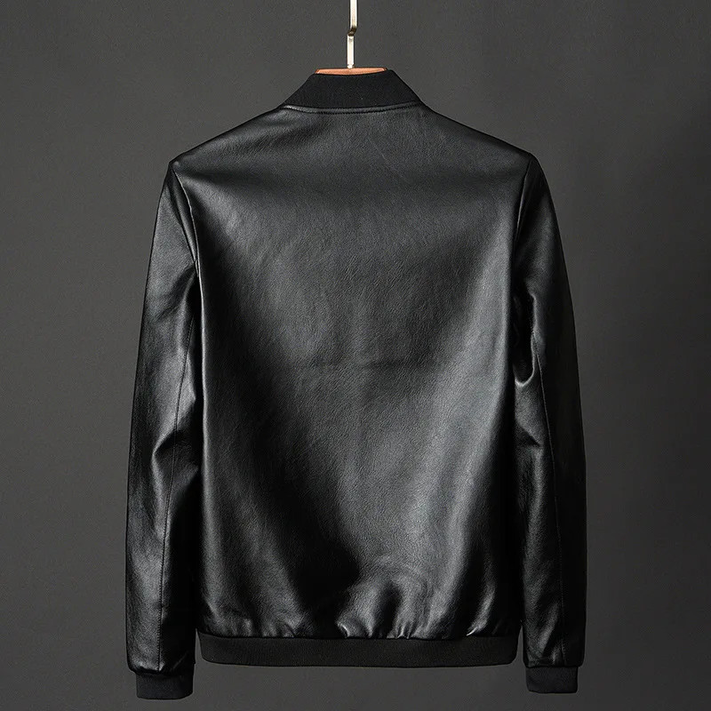 Big Size Leather Jacket Men Windproof Bomber Jacket Business Men Clothing Motorcycle Jacket Zipper Slim Coat PU Leather Coats