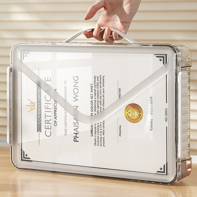 

Dustproof ID Storage Box Anti-scratch with Handle Stackable Clear Design Storage Box Storage Container Document Storage Supplies
