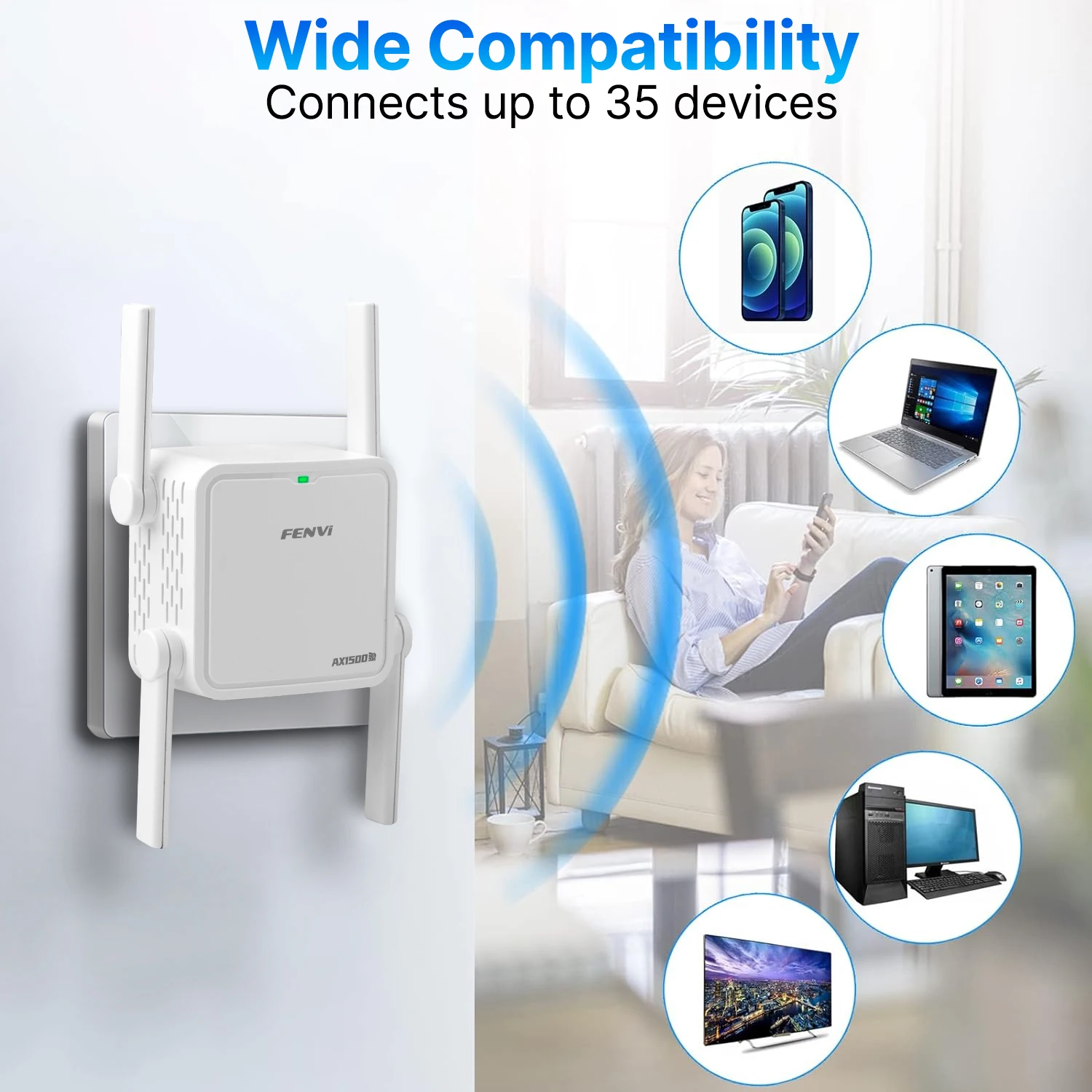 Fenvi 1500Mbps Wireless WiFi 6 Repeater 3