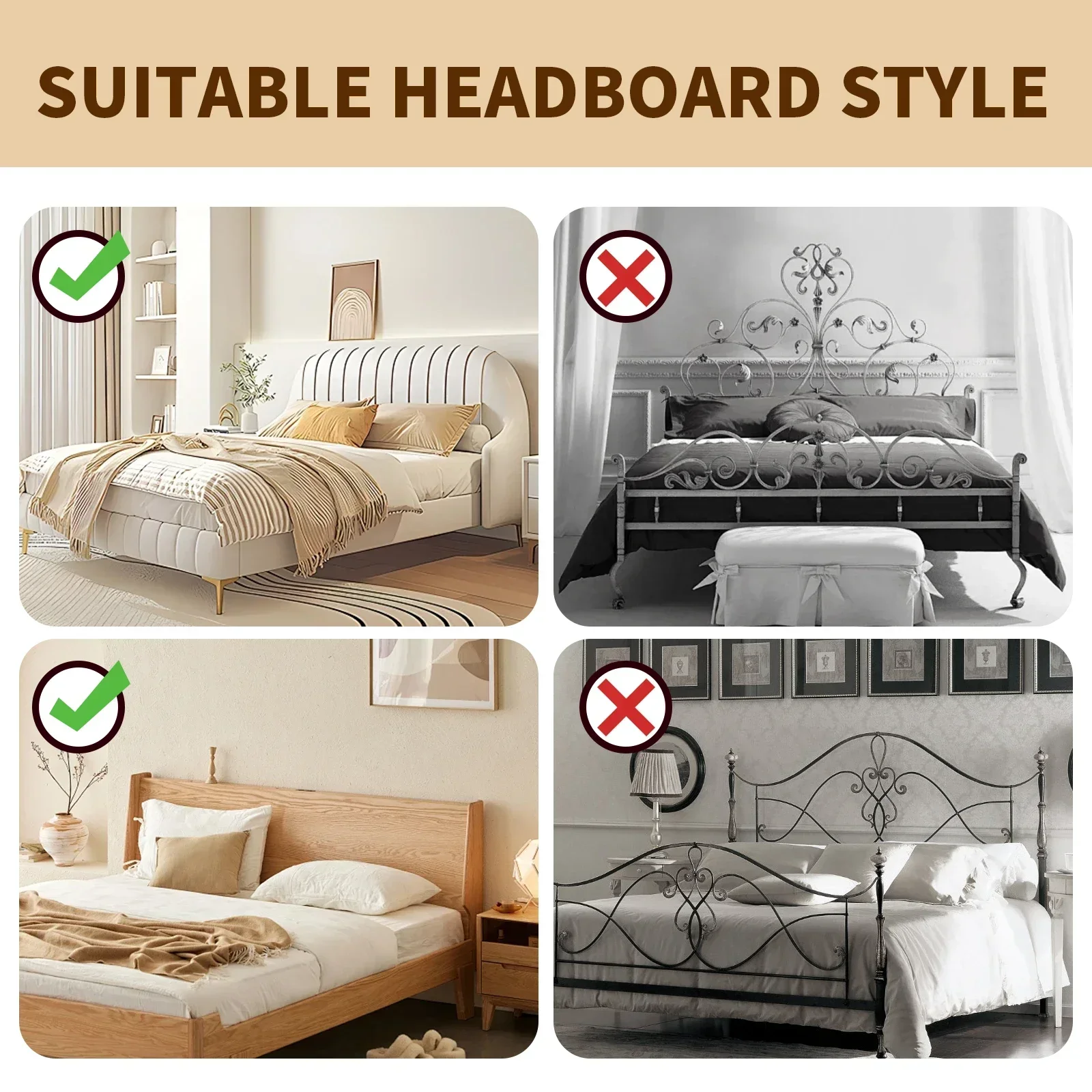 PU Leather Bedhead Covers Waterproof Bed Headboard Covers Elastic All-Inclusive Bed Headboard Cover Dust Protection Home Hotel