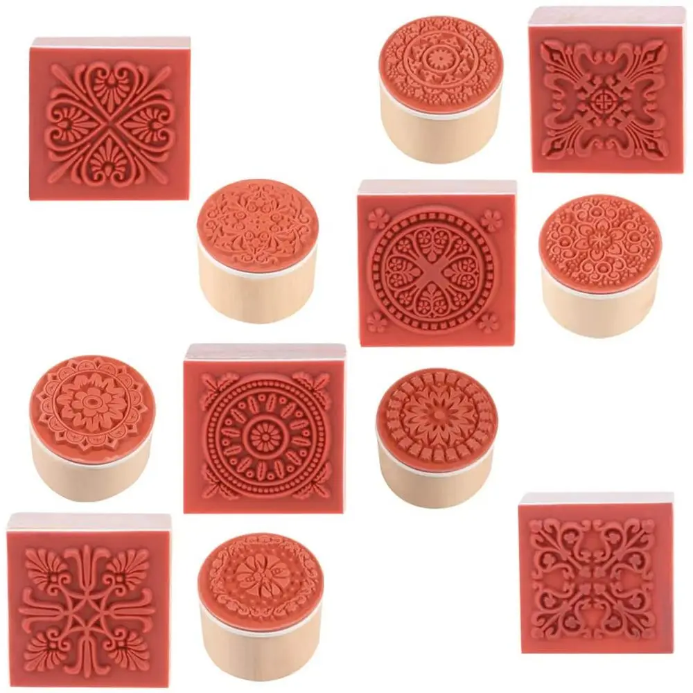 Square Round Pottery Stamp Baroque Mandala Lace Texture Embosser Ceramic Clay Jewelry Sculpture Model Making Impressions