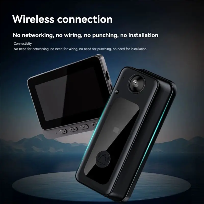 AT51-스마트 비디오 초인종 카메라 무선, 실내 감시 카메라, 고양이 눈 카메라, 도어 모니터링, 3인치