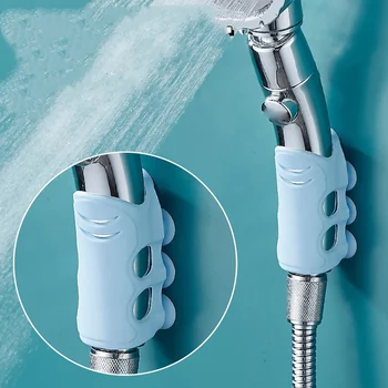 Supporto per soffione doccia mobile da 1 pezzo con ventosa Supporto per doccia riutilizzabile regolabile in silicone senza punzonatura Ganci da bagno Accessori 1